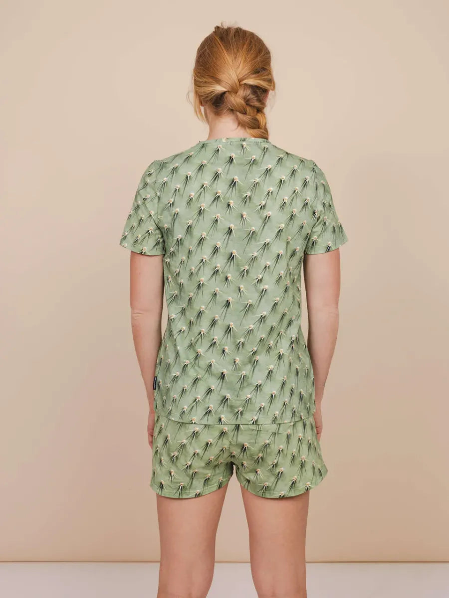 Cozy Cactus V-neck T-Shirt & Shorts set Women