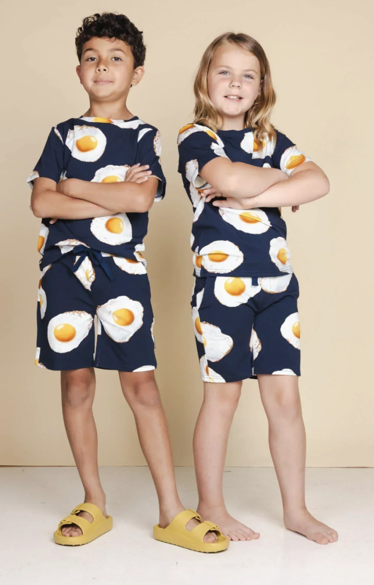 Eggs Navy T-Shirt & Korte Broek Set Kids