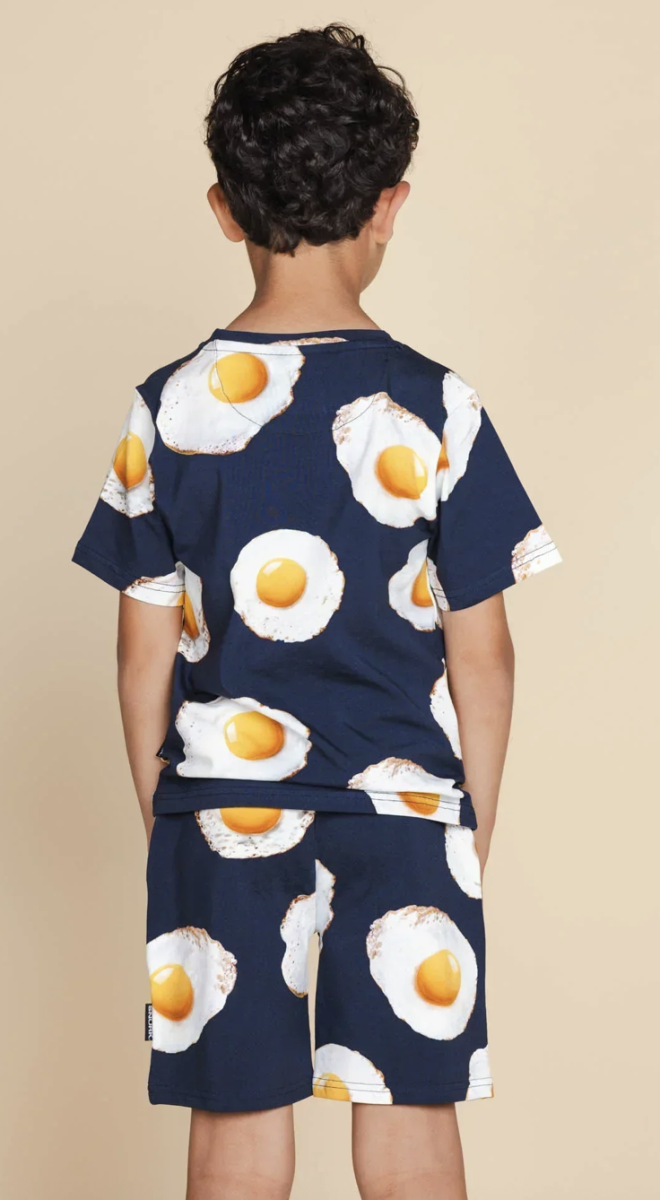 Eggs Navy T-Shirt & Korte Broek Set Kids