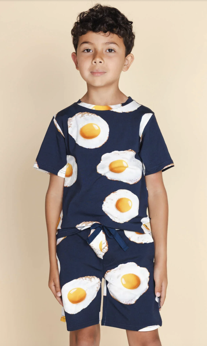 Eggs Navy T-Shirt & Korte Broek Set Kids