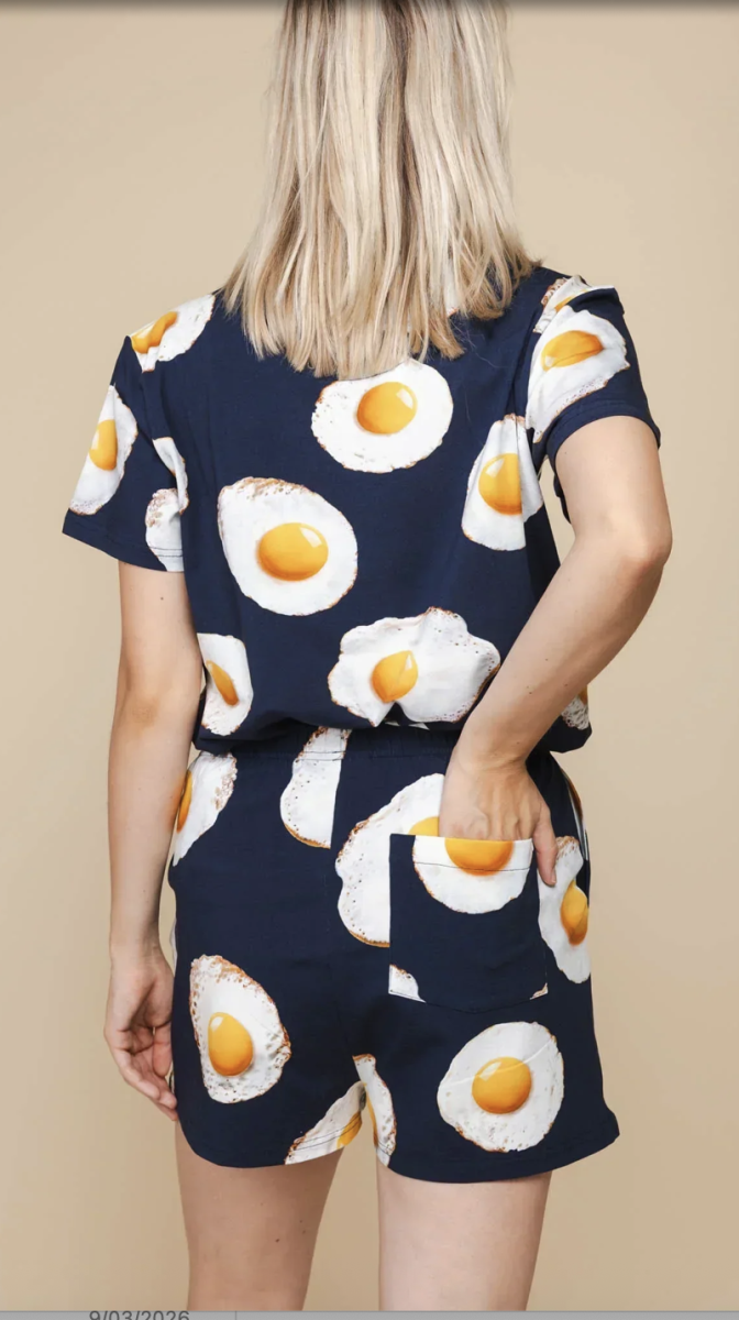 Eggs Navy T-Shirt & Shorts Women