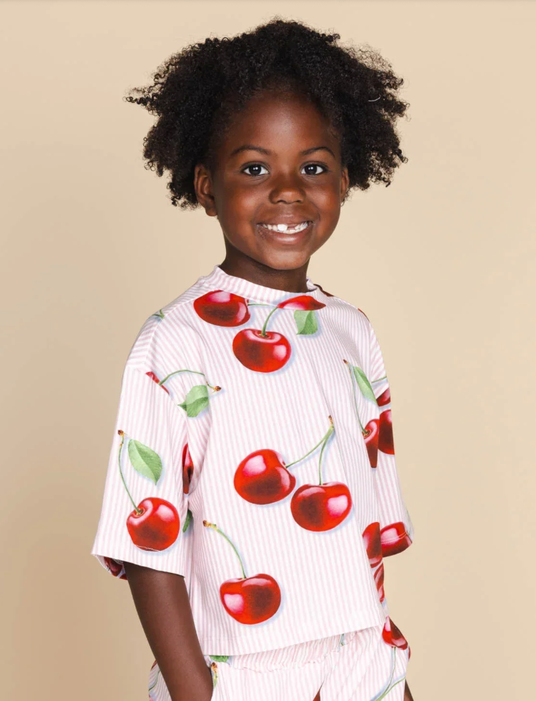 Mon Cherry Cropped T-shirt & Biker Shorts Kids