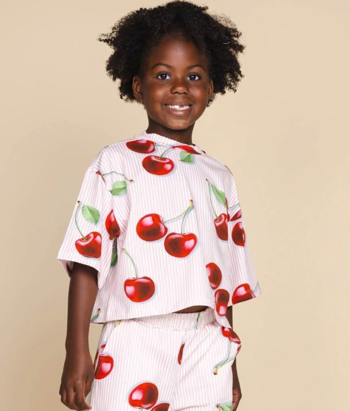 Mon Cherry Cropped T-shirt & Biker Shorts Kids