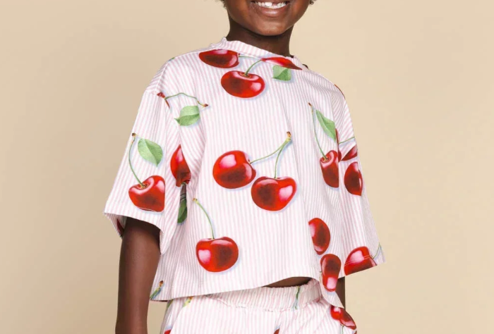 Mon Cherry Cropped T-shirt & Biker Shorts Kids