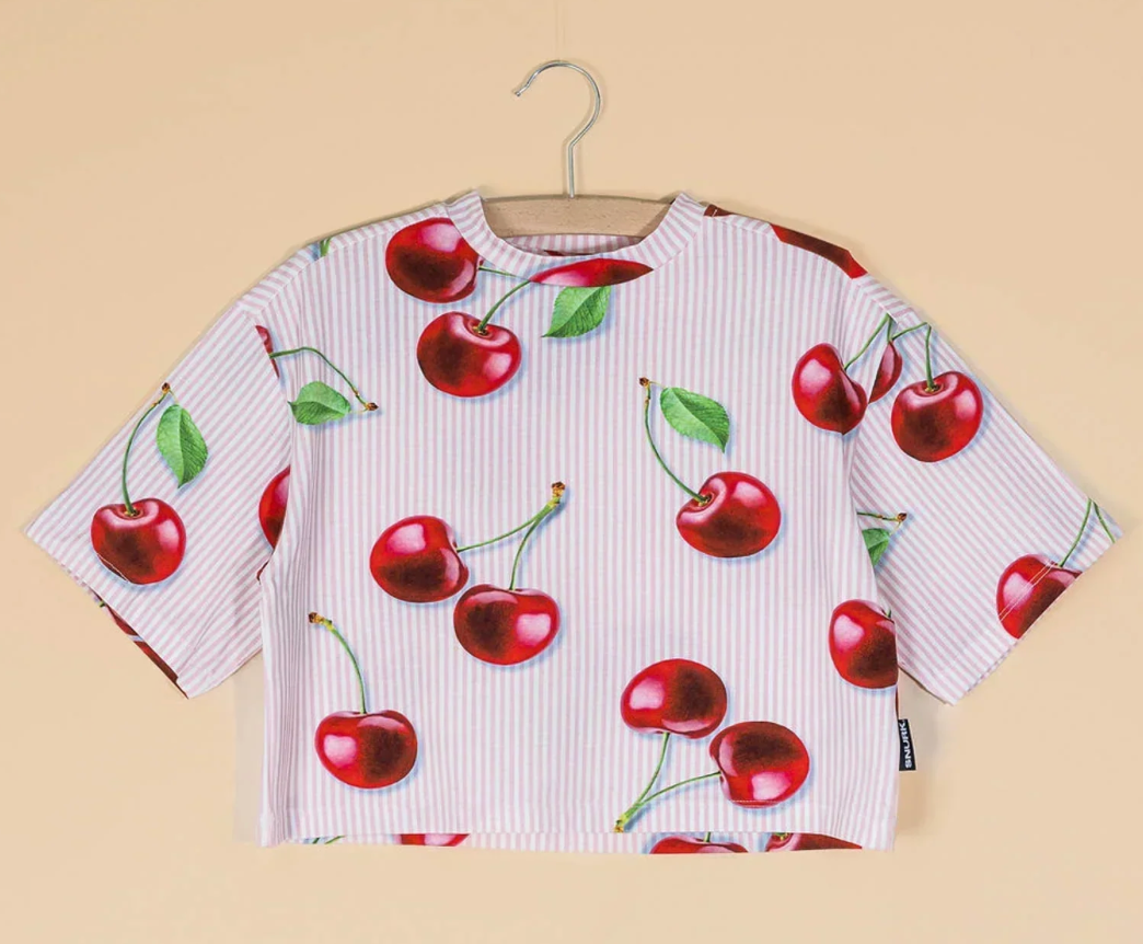 Mon Cherry Cropped T-shirt & Biker Shorts Kids