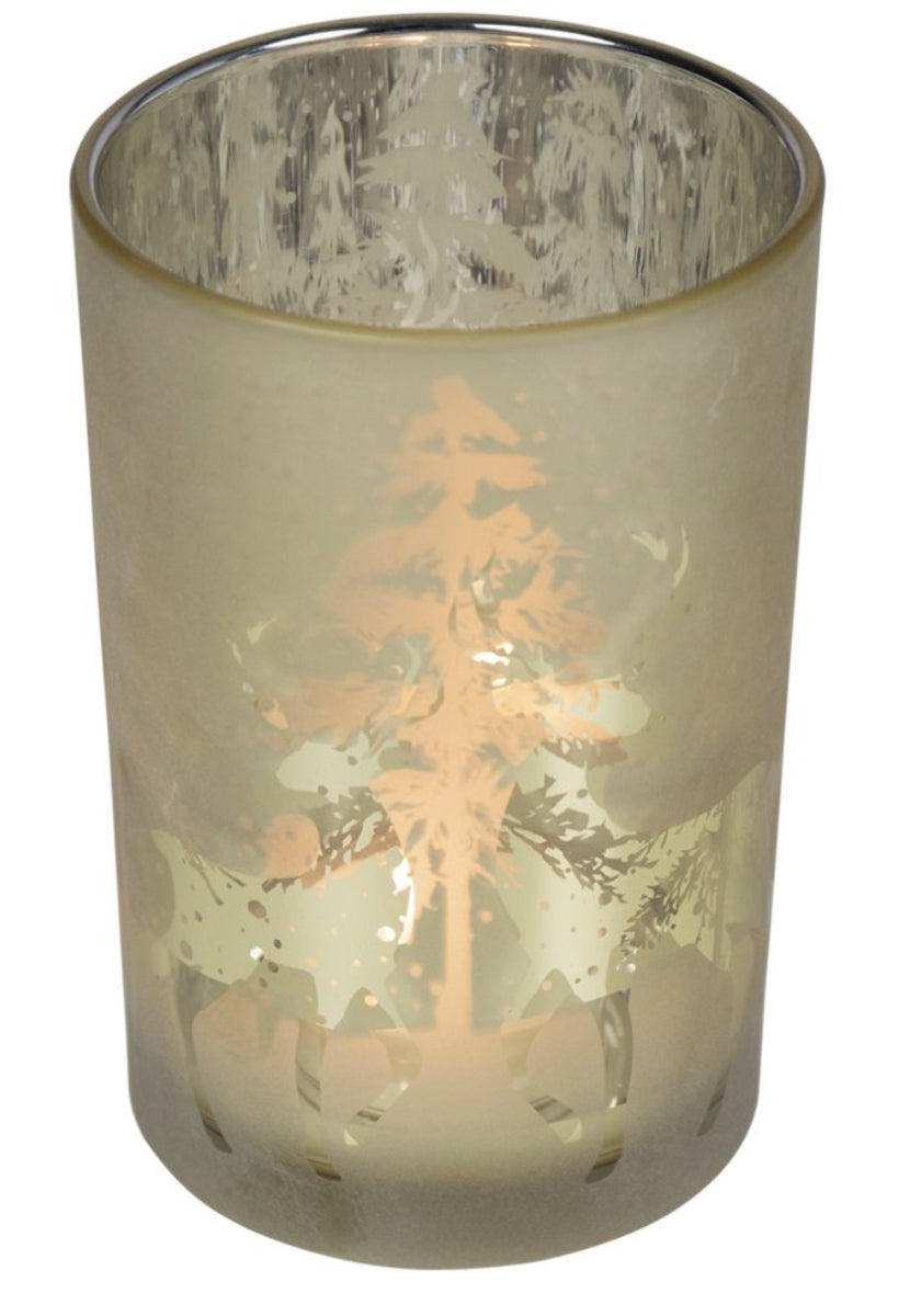 Windlicht Silhouette Dansend hert goud Large 18 cm
