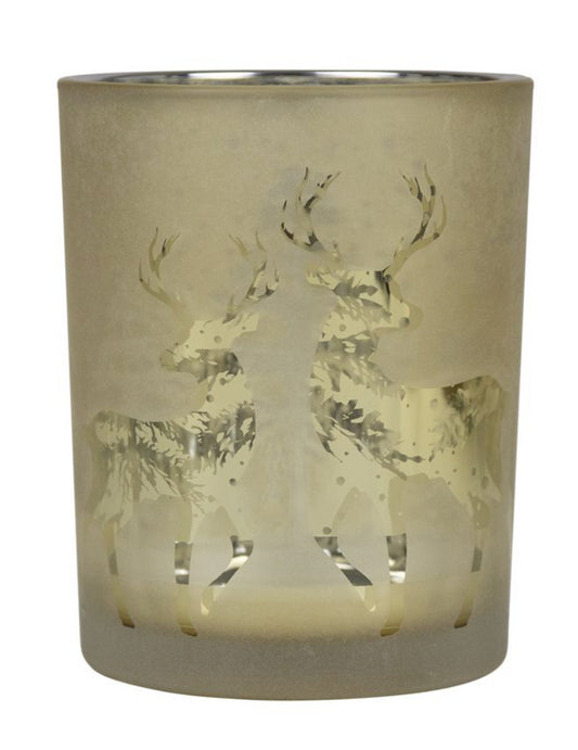 Windlicht Silhouette Dansend hert goud Medium 12 cm