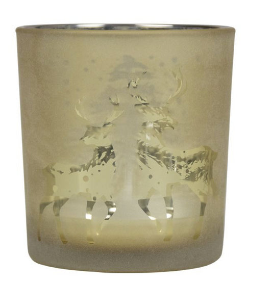 Windlicht Silhouette Dansend hert goud Small 8 cm