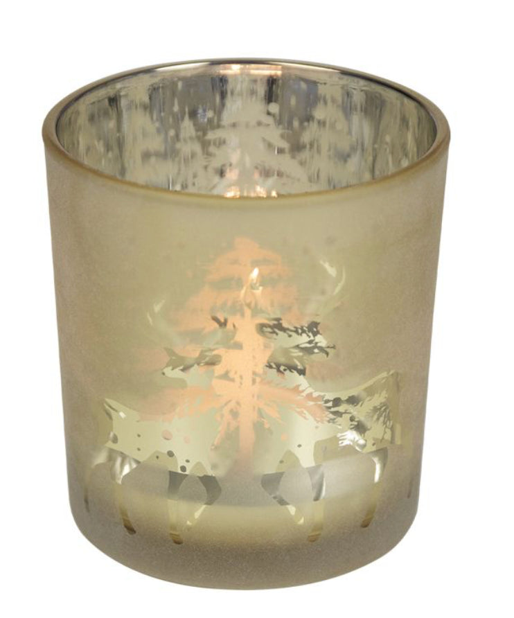 Windlicht Silhouette Dansend hert goud Small 8 cm