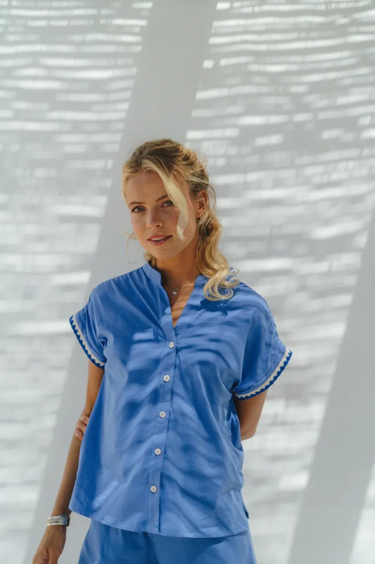 Alice et Maman Dames Pyjama Heloise Kobalt blauw
