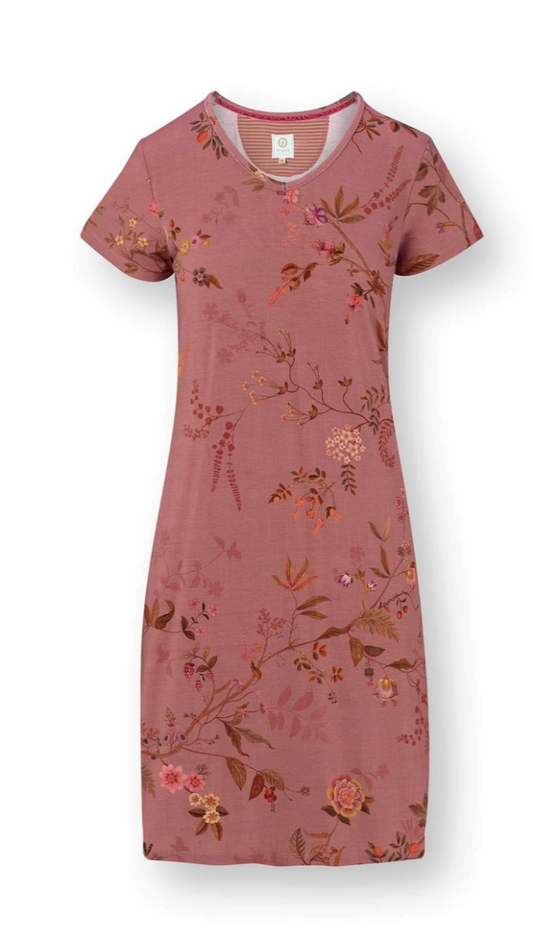 Djoy Nightdress Bodhi Flowers Donkerroze
