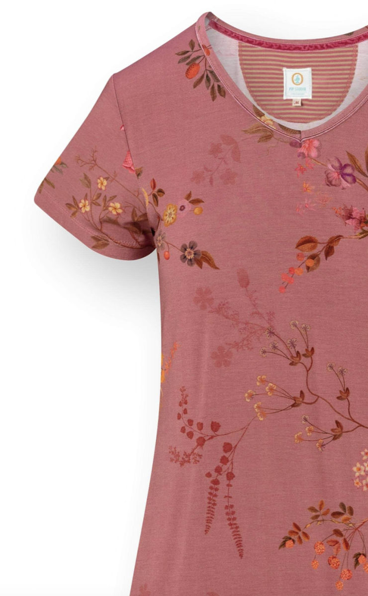 Djoy Nightdress Bodhi Flowers Donkerroze