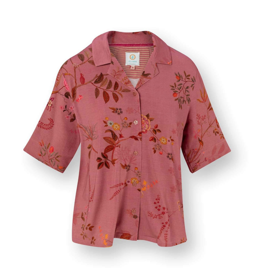 Flora Top Korte Mouw Bodhi Flower Donkerroze