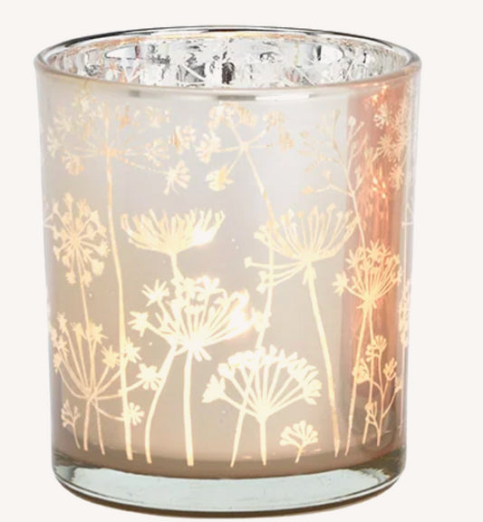 Windlicht Bloemen Glas Crème Small 7x8x7cm