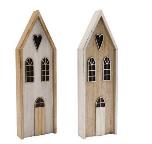 Houten huisje hart 39 cm